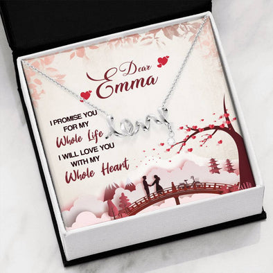 My Dear Wife I Promise I Will Love You With My Whole Heart, Valentine's Gift, Love For Her, Personalized Couple Gift, Jewelry, Love Scripted Necklace, Custom