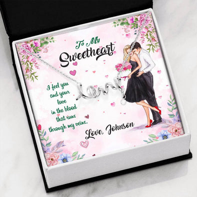 To My Sweetheart, Love For Her, Customized Pendants, Scripted Love Necklace, Jewelry For Wife, Couple Accessories, Present For Her, Personalized Gift
