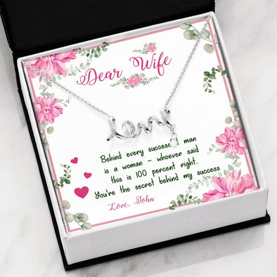 My Dear Wife You're The Secret Behind My Success, Personalized Gift, Birthday, Couple Gift, Scripted Love Necklace, Anniversary, Couple Necklace, Love Pendant