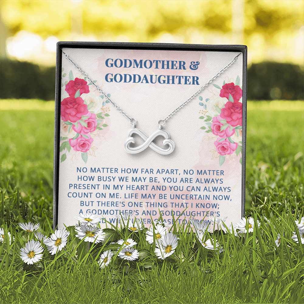 To My Godmother, Infinity Hearts Necklace With You Are Always Present In My Heart Message Card, Mother's Day Gift, Pendant For Her, Birthday, Anniversary, Gift For Her, Jewelry For Her