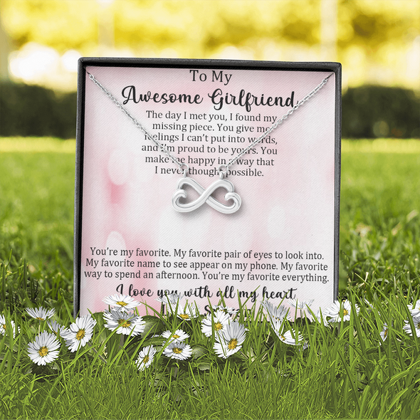 Customized Pendant For My Awesome Girlfriend, Infinity Hearts Necklace, Customized Pendant For Her, Birthday Gift, Christmas, Anniversary, Gift For Her, Valentine's Day, Jewelry For Her