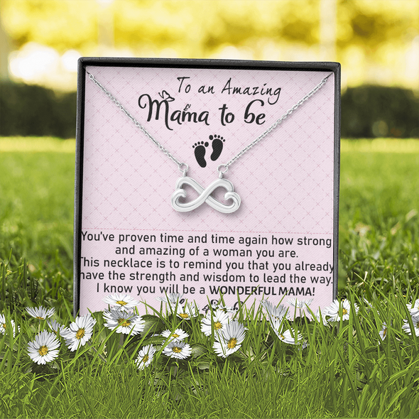 To An Amazing Mama To Be, Infinity Hearts Necklace, Mother's Day, Anniversary, Birthday, Mother's Day, Christmas, Gift For Her Valentine's Day, Jewelry For Mom, Customized Pendant For Newly Mom