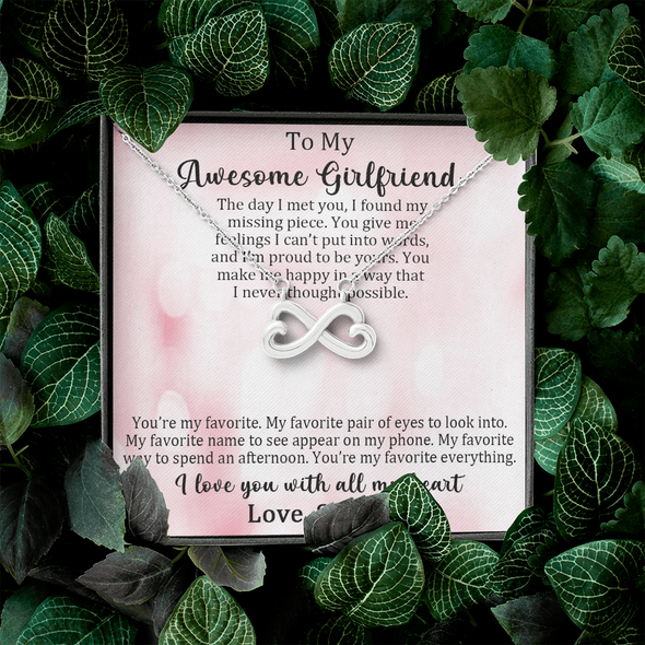 Customized Pendant For My Awesome Girlfriend, Infinity Hearts Necklace, Customized Pendant For Her, Birthday Gift, Christmas, Anniversary, Gift For Her, Valentine's Day, Jewelry For Her