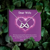 Dear Wife, Infinity Hearts Necklace With Having You In My Life Message Card, Birthday, Anniversary, Valentine's Day Gift, Jewelry For Her, Pendant For Her, Customized Message Card