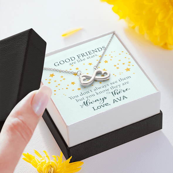 To My Good Friends, Infinity Hearts Necklace With You Don't Always See Them Custom Message Card, Jewelry For Her, Birthday, Gift For Her, Necklace for Her