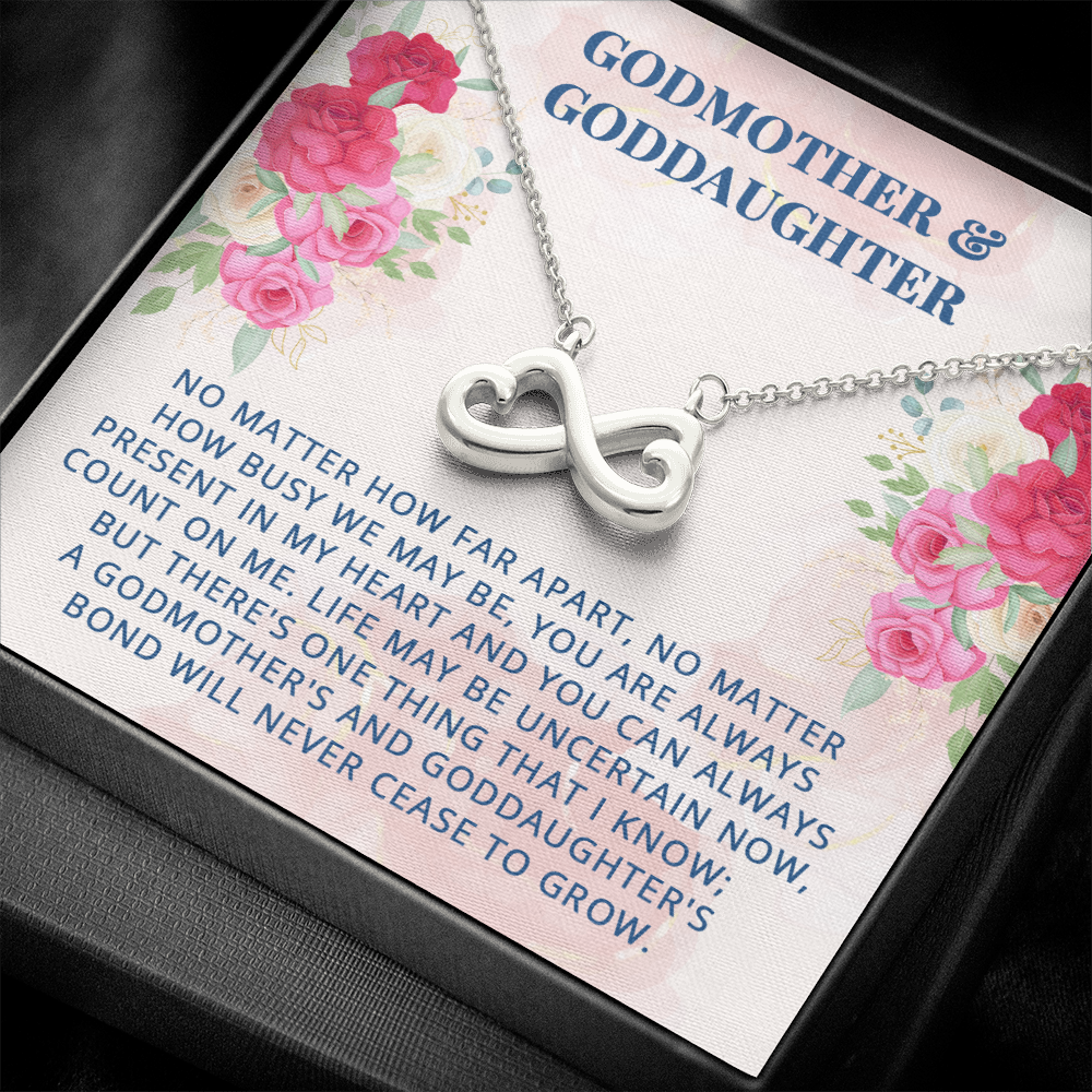 To My Godmother, Infinity Hearts Necklace With You Are Always Present In My Heart Message Card, Mother's Day Gift, Pendant For Her, Birthday, Anniversary, Gift For Her, Jewelry For Her
