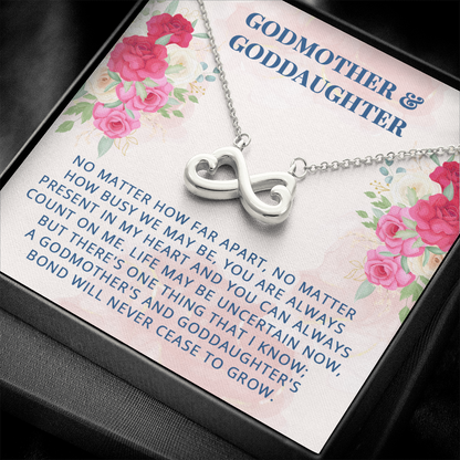 To My Godmother, Infinity Hearts Necklace With You Are Always Present In My Heart Message Card, Mother's Day Gift, Pendant For Her, Birthday, Anniversary, Gift For Her, Jewelry For Her