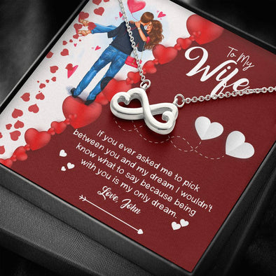 Being With You Is My Only Dream, Customized Infinity Necklace, Gift For Wife, Custom Couple Gifts Infinity, Jewelry For Her, Birthday, Gift For Her, Anniversary