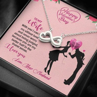 Dear Wife, You're My Better Half In The Truest Sense, Couple Love Jewelry, Infinity Silver Necklace For Wife, Gift For Love, Valentine's Gift, Couple Pendant