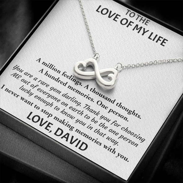 Customized Pendant To Love Of My Life, Infinity Hearts Necklace, Gift For Her, Birthday Gift, Christmas, Anniversary, Gift For Her, Valentine's Day, Jewelry For Her