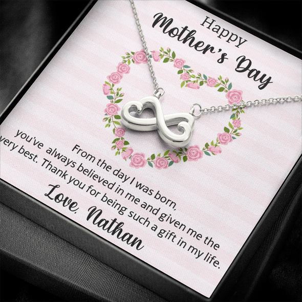 Happy Mother's Day, Infinity Hearts Necklace, Birthday, Mother's Day, Christmas, Anniversary, Gift For Her, Valentine's Day, Jewelry For Mom, Pendant For Mom