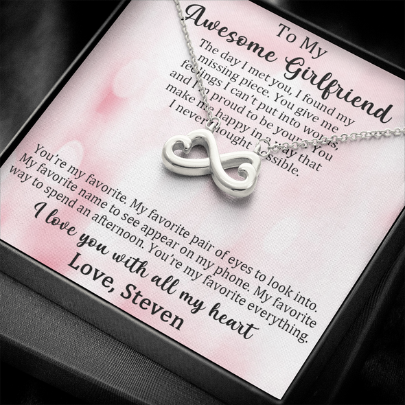 Customized Pendant For My Awesome Girlfriend, Infinity Hearts Necklace, Customized Pendant For Her, Birthday Gift, Christmas, Anniversary, Gift For Her, Valentine's Day, Jewelry For Her