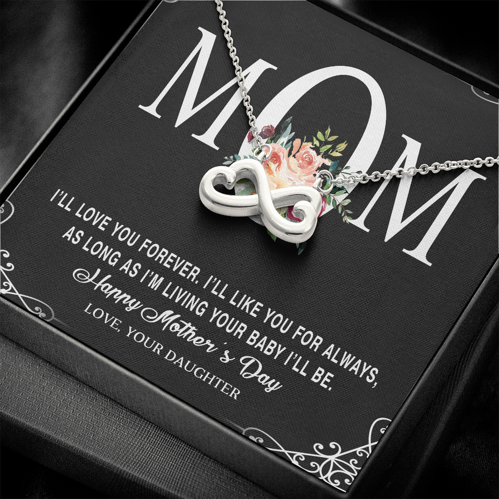 To My Beautiful Mom, Heart-Shaped Infinity Necklace, Birthday, Mother's Day, Christmas, Pendant For Mom, Anniversary, Gift For Her, Valentine's Day