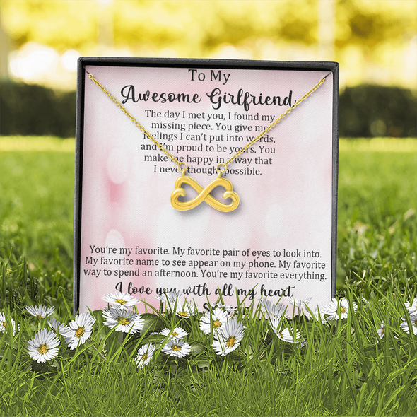 Customized Pendant For My Awesome Girlfriend, Infinity Hearts Necklace, Customized Pendant For Her, Birthday Gift, Christmas, Anniversary, Gift For Her, Valentine's Day, Jewelry For Her