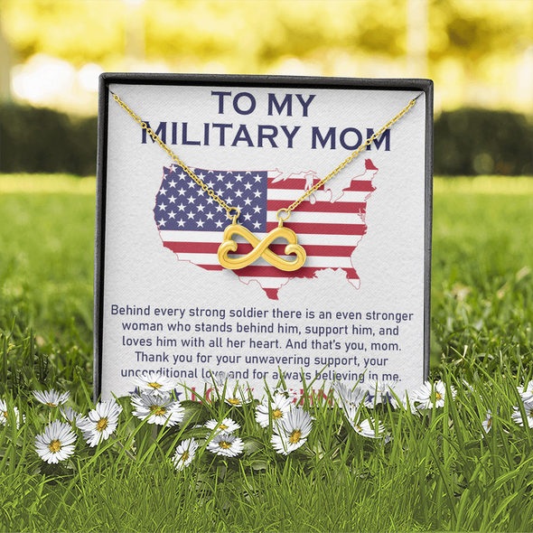 To My Military Mom, Infinity Hearts Necklace, Gift For Mom, Mother's Day Special Gift, Mom's Birthday Gift, Custom Pendant For Mom, Necklace For Mom, Precious Gift For Mom