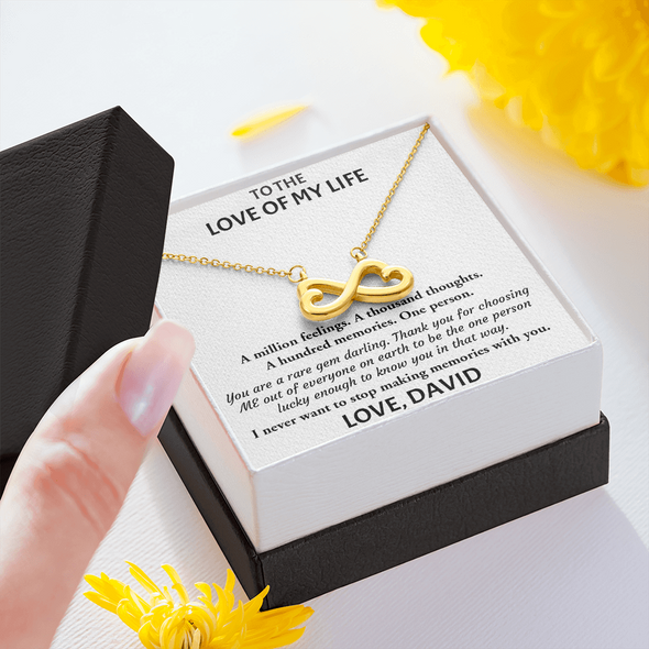 Customized Pendant To Love Of My Life, Infinity Hearts Necklace, Gift For Her, Birthday Gift, Christmas, Anniversary, Gift For Her, Valentine's Day, Jewelry For Her