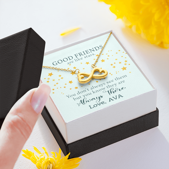 To My Good Friends, Infinity Hearts Necklace With You Don't Always See Them Custom Message Card, Jewelry For Her, Birthday, Gift For Her, Necklace for Her
