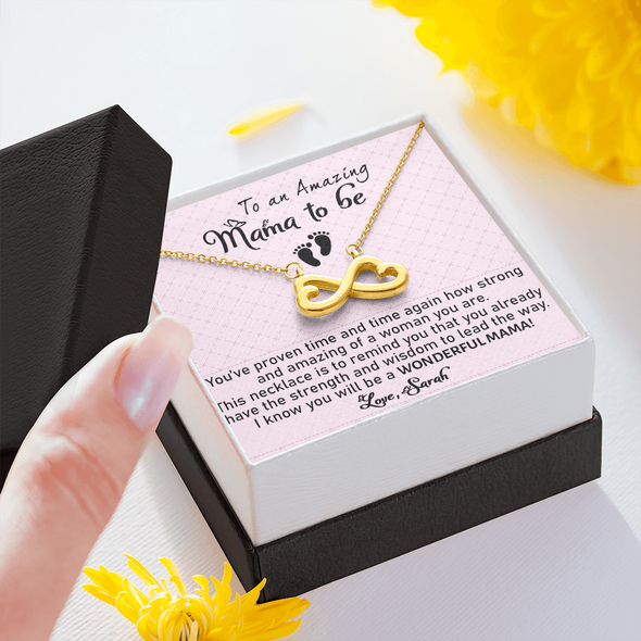 To An Amazing Mama To Be, Infinity Hearts Necklace, Mother's Day, Anniversary, Birthday, Mother's Day, Christmas, Gift For Her Valentine's Day, Jewelry For Mom, Customized Pendant For Newly Mom