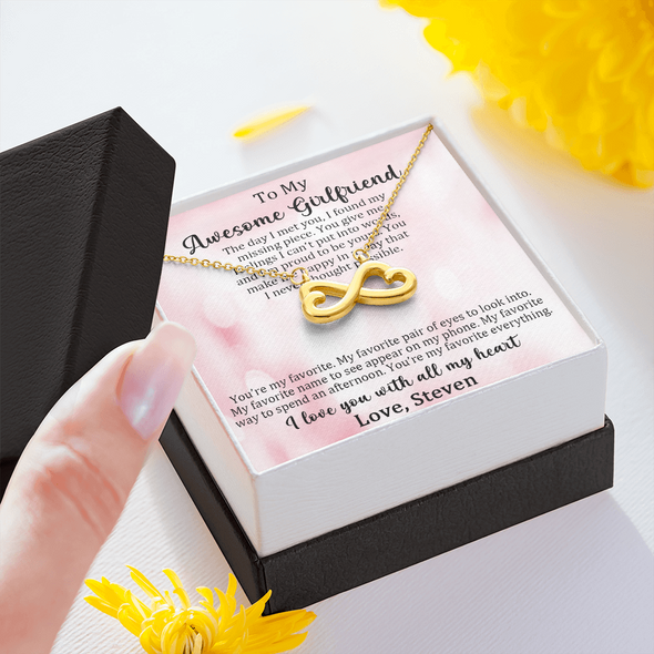Customized Pendant For My Awesome Girlfriend, Infinity Hearts Necklace, Customized Pendant For Her, Birthday Gift, Christmas, Anniversary, Gift For Her, Valentine's Day, Jewelry For Her