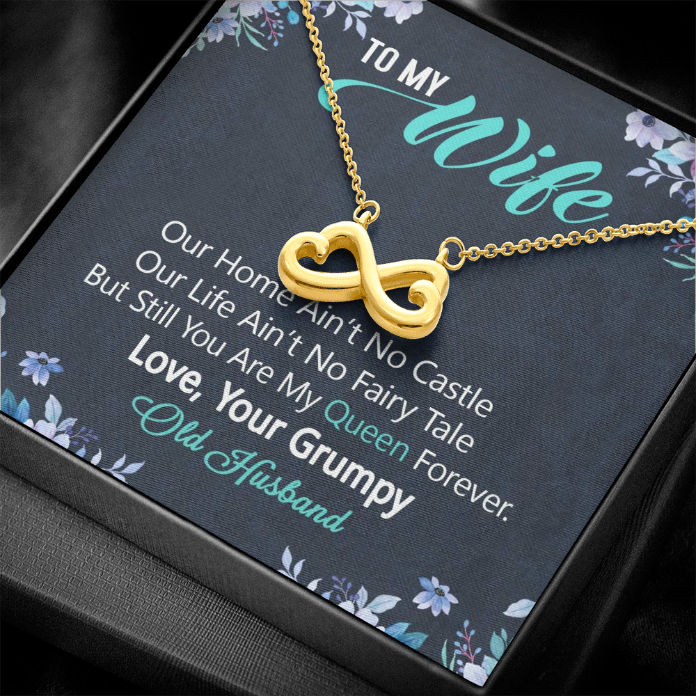 To My Wife, Infinity Hearts Necklace With Our Home Ain't No Castle Message Card, Pendant For Her, Birthday, Anniversary, Gift For Her, Jewelry For Her