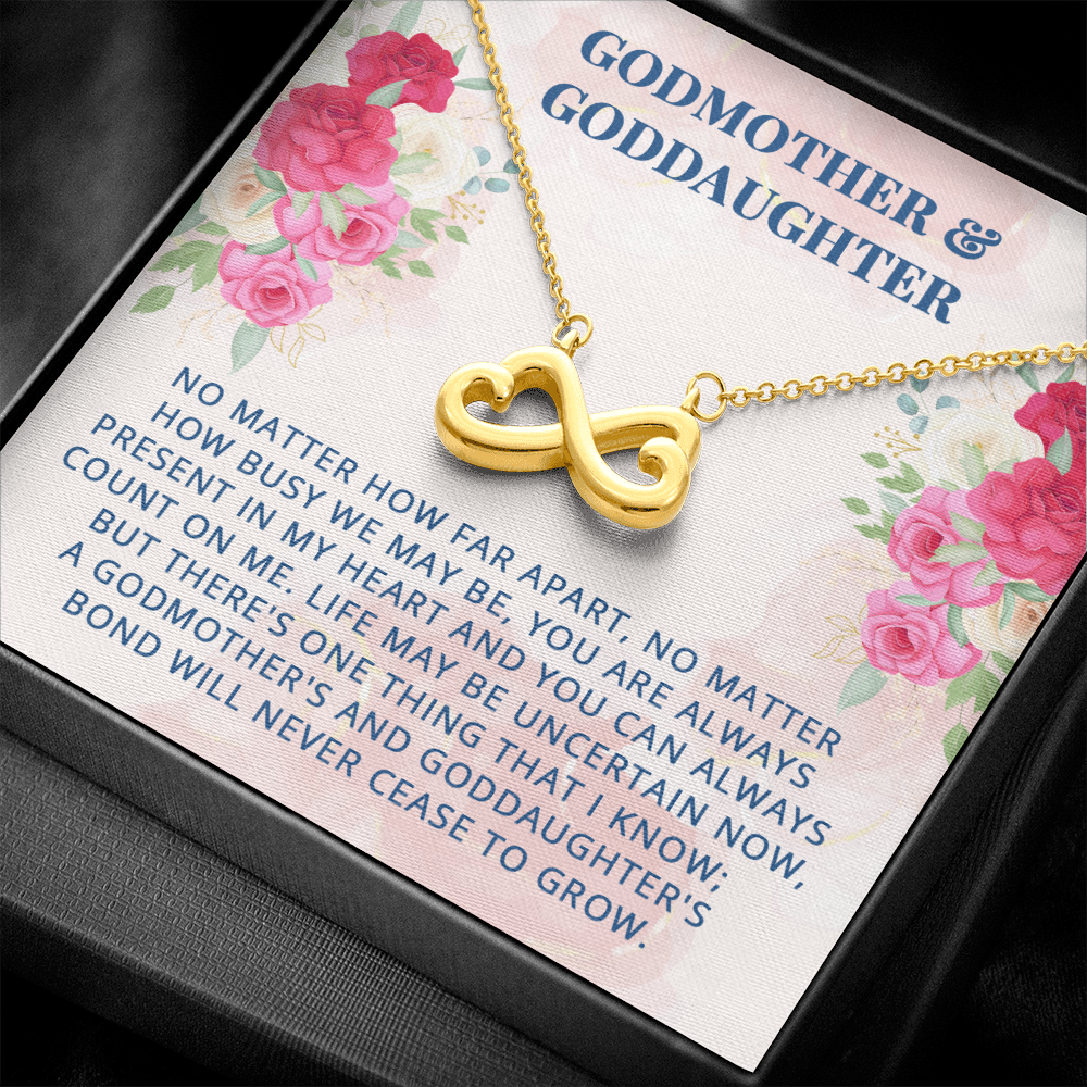 To My Godmother, Infinity Hearts Necklace With You Are Always Present In My Heart Message Card, Mother's Day Gift, Pendant For Her, Birthday, Anniversary, Gift For Her, Jewelry For Her