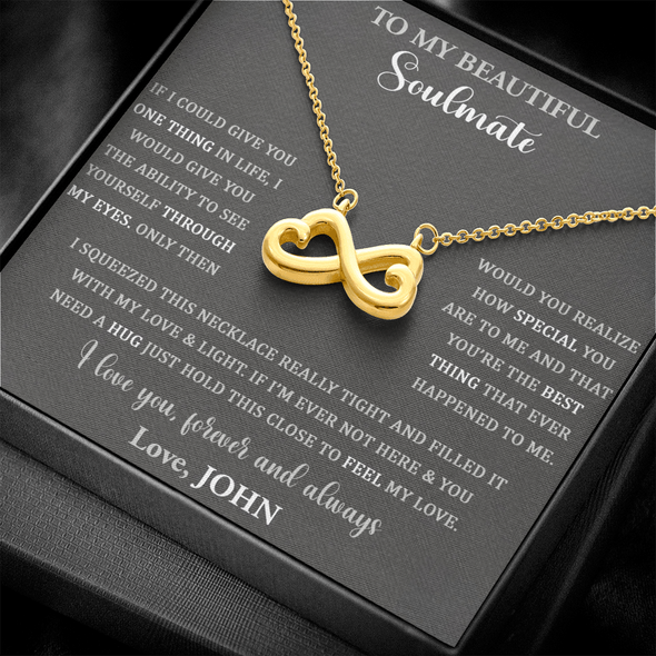 To My Beautiful Soulmate, Heart-Shaped Infinity Symbol Pendant, Anniversary, Gift For Her, Birthday, Valentine's Day, Christmas, Pendant For Wife, Customized Necklace