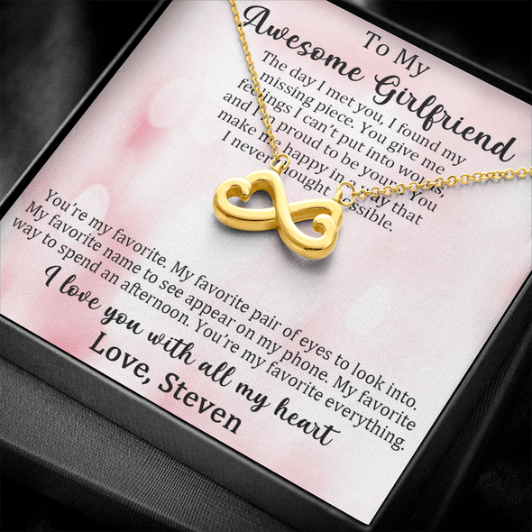Customized Pendant For My Awesome Girlfriend, Infinity Hearts Necklace, Customized Pendant For Her, Birthday Gift, Christmas, Anniversary, Gift For Her, Valentine's Day, Jewelry For Her
