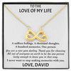 Customized Pendant To Love Of My Life, Infinity Hearts Necklace, Gift For Her, Birthday Gift, Christmas, Anniversary, Gift For Her, Valentine's Day, Jewelry For Her