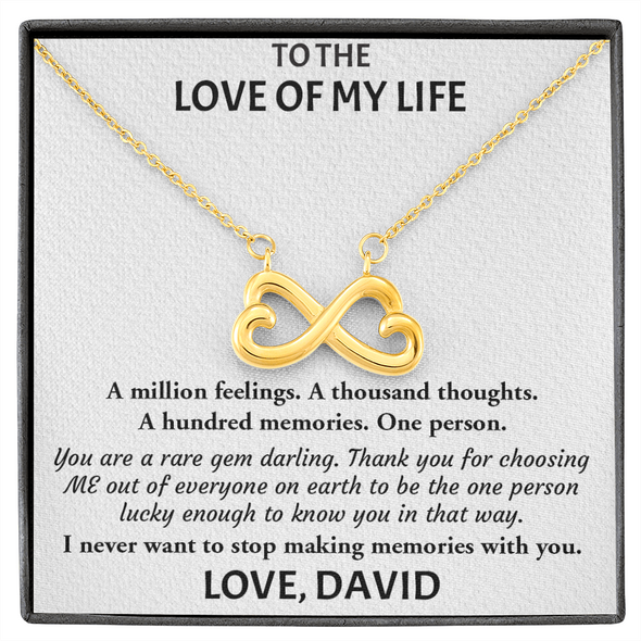 Customized Pendant To Love Of My Life, Infinity Hearts Necklace, Gift For Her, Birthday Gift, Christmas, Anniversary, Gift For Her, Valentine's Day, Jewelry For Her
