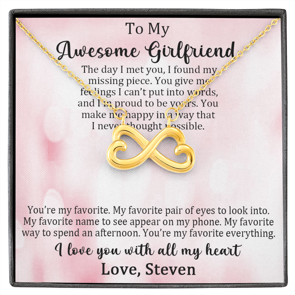 Customized Pendant For My Awesome Girlfriend, Infinity Hearts Necklace, Customized Pendant For Her, Birthday Gift, Christmas, Anniversary, Gift For Her, Valentine's Day, Jewelry For Her