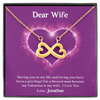 Dear Wife, Infinity Hearts Necklace With Having You In My Life Message Card, Birthday, Anniversary, Valentine's Day Gift, Jewelry For Her, Pendant For Her, Customized Message Card