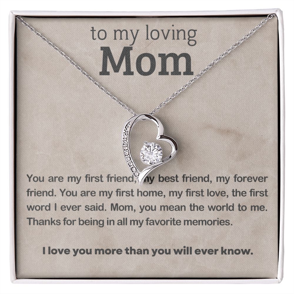 TO MY LOVING MOM, FOREVER LOVE NECKLACE WITH MESSAGE CARD FOR MOM, BIRTHDAY, MOTHER'S DAY GIFT FOR HER