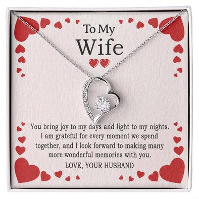 TO MY WIFE, FOREVER LOVE NECKLACE AND MESSAGE CARD, ANNIVERSARY, BIRTHDAY, GIFT FOR HER, JEWELRY FOR HER, PENDANT FOR HER