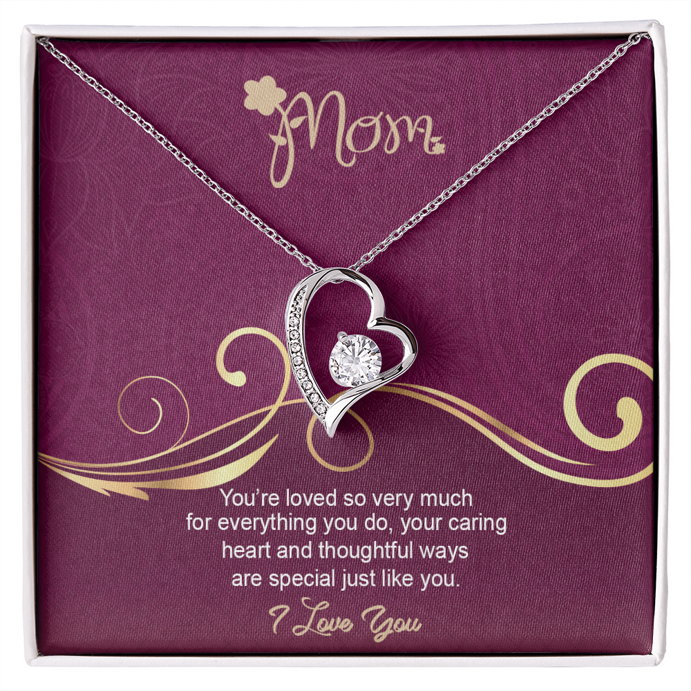 Mom, Forever Love Necklace With Love You For Everything You Do Message Card, Mother's Day Gift, Birthday, Anniversary, Gift For Her, Jewelry For Her, Pendant For Her