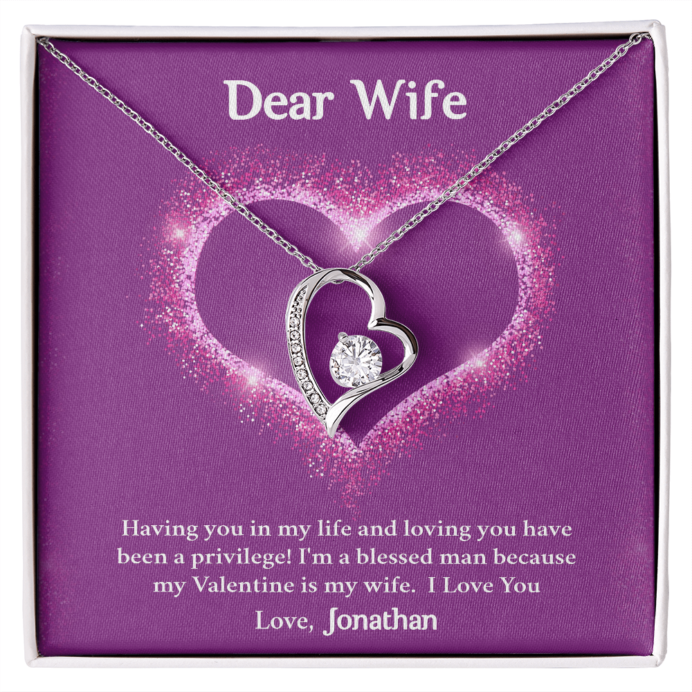 Dear Wife, Forever Love Necklace With Having You In My Life Message Card, Birthday, Anniversary, Valentine's Day Gift, Jewelry For Her, Pendant For Her, Customized Message Card