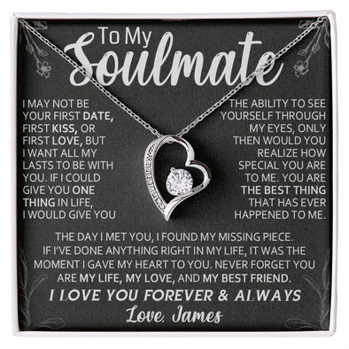 TO MY SOULMATE, CUSTOM FOREVER LOVE NECKLACE AND MESSAGE CARD, ANNIVERSARY, BIRTHDAY, GIFT FOR HER, JEWELRY FOR HER, PENDANT FOR HER