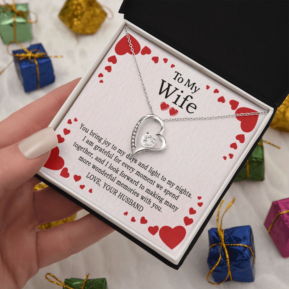 TO MY WIFE, FOREVER LOVE NECKLACE AND MESSAGE CARD, ANNIVERSARY, BIRTHDAY, GIFT FOR HER, JEWELRY FOR HER, PENDANT FOR HER