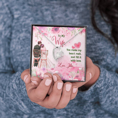 My Dear Wife You Make My Heart Melt And Fill It With Love, Anniversary, Personalized Gift, Gift For Her, Gift For Wife, Heart Necklace, Couple Accessories