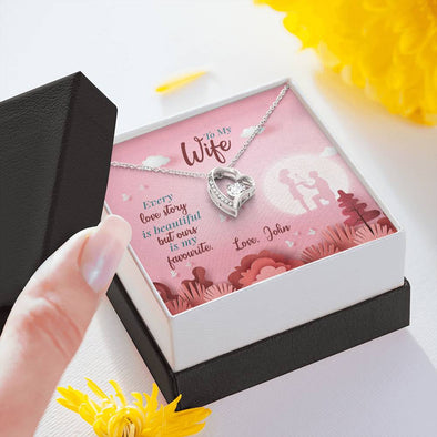 Dear Wife Every Love Story Is Beautiful But Ours Is My Favorite, Anniversary, Personalized Gift, Gift For Her, Gift For Wife, Couple Accessories, Heart Necklace
