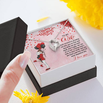 Couple Collection for Valentine's Day, Gold/silver Necklace, Necklace With Message Card, to My Wife I Look Forward to Growing Old With You Necklace, Couple Jewelry