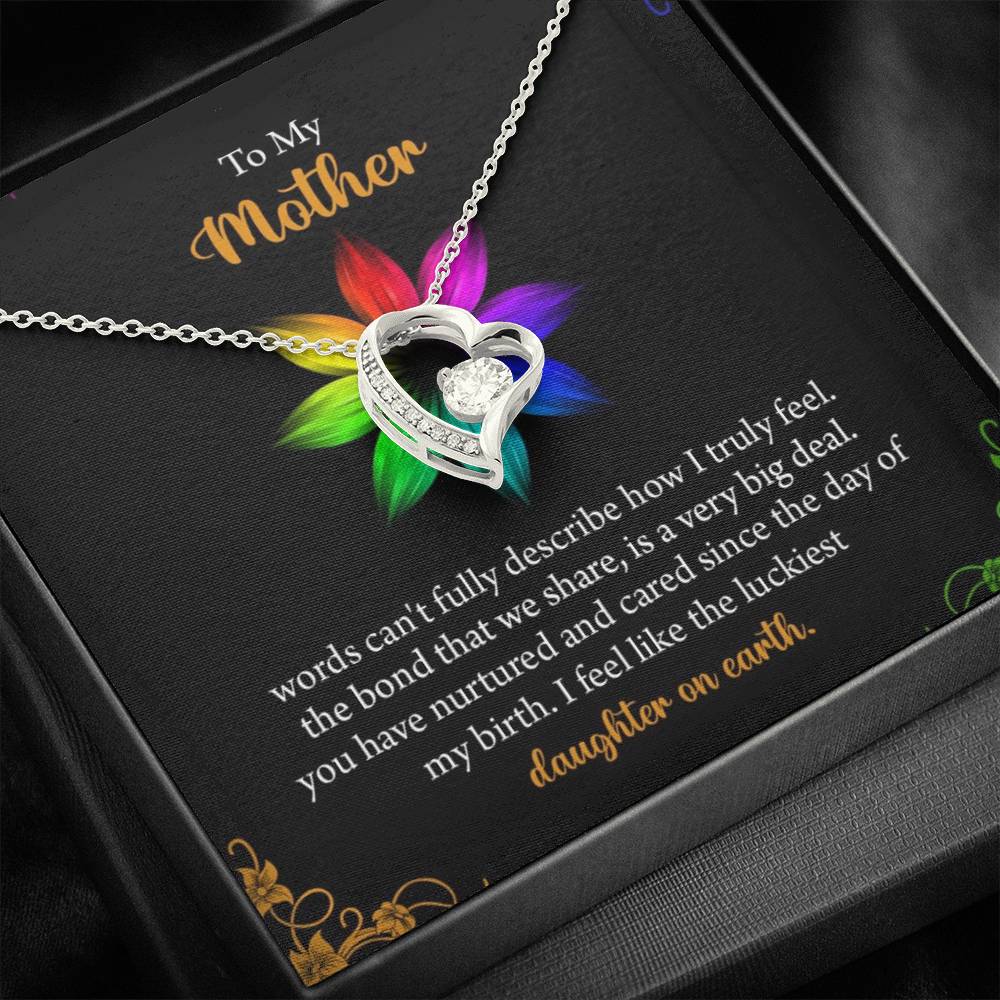 To My Mother, You Have Nurtured And Cared Since the Day Of My Birth, Love forever Necklace, Gold/Silver Pendant With Message Card, Jewelry For Her