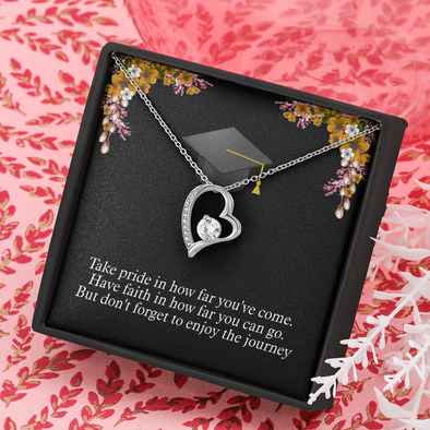 To A Beautiful Girl, Forever Love Necklace With Take Pride In How Far You've Come Message Card, Convocation Day Gift For Her, Pendant For Her, Jewelry For Her