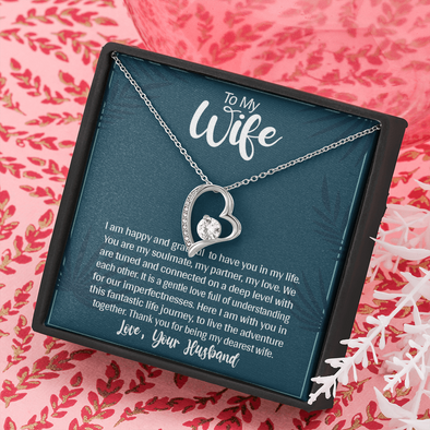 To My Wife, Forever Love Necklace With You Are My Soulmate, My Partner, My Love Message Card, Jewelry For Her, Birthday Gift, Anniversary, Gift For Her, Pendant For Her