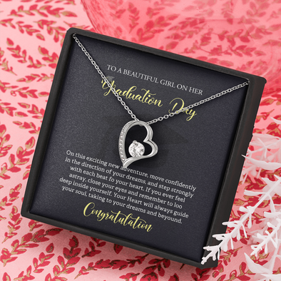 To A Beautiful Girl, Forever Love Necklace With Move Confidently In The Direction of Your Dreams Message Card, Pendant For Her, Graduation Day Gift For Her, Jewelry For Her