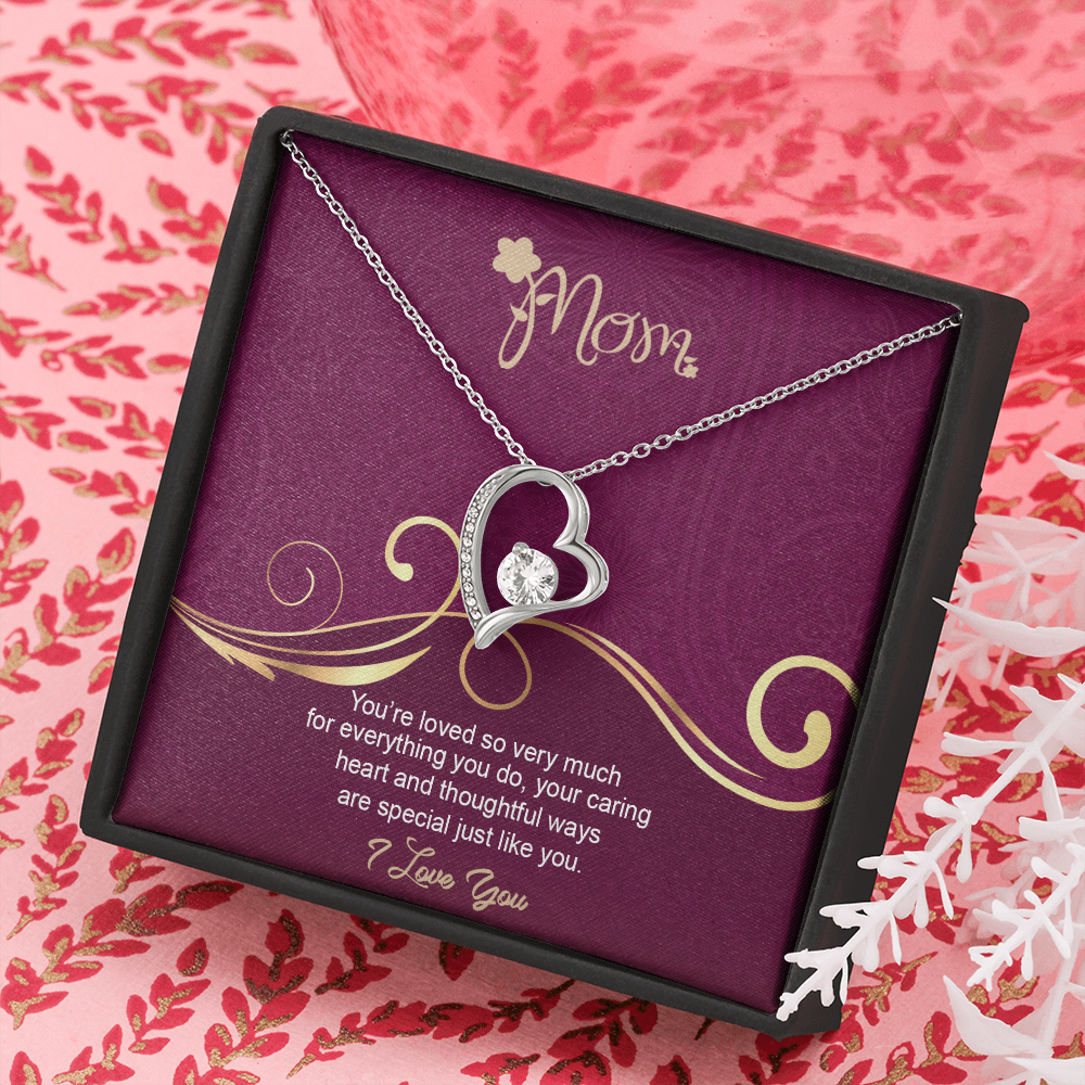 Mom, Forever Love Necklace With Love You For Everything You Do Message Card, Mother's Day Gift, Birthday, Anniversary, Gift For Her, Jewelry For Her, Pendant For Her