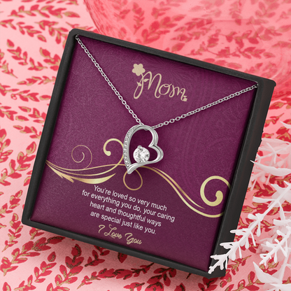 Mom, Forever Love Necklace With Love You For Everything You Do Message Card, Mother's Day Gift, Birthday, Anniversary, Gift For Her, Jewelry For Her, Pendant For Her