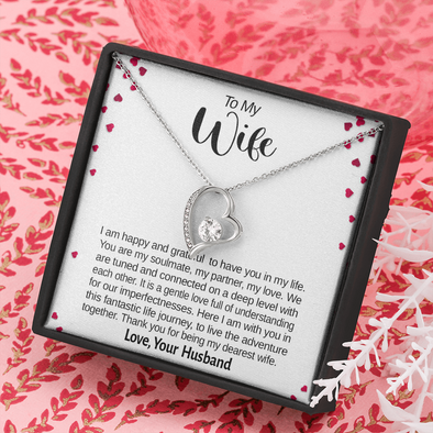 To My Wife, Forever Love Necklace With Here I Am With You In This Fantastic Life Journey Message Card, Birthday, Anniversary, Gift For Her, Jewelry For Her, Pendant For Her