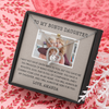 To My Bonus Daughter, Forever Love Necklace With Privilege Of Being Your Mother Message Card, Customized Picture And Name Gift Pendant For Her, Christmas, Birthday, Anniversary, Gift For Her