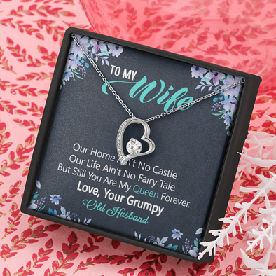 To My Wife, Forever Love Necklace With Our Home Ain't No Castle Message Card, Pendant For Her, Birthday, Anniversary, Gift For Her, Jewelry For Her