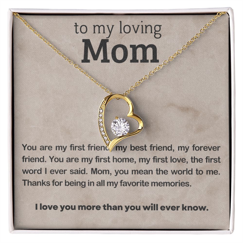 TO MY LOVING MOM, FOREVER LOVE NECKLACE WITH MESSAGE CARD FOR MOM, BIRTHDAY, MOTHER'S DAY GIFT FOR HER